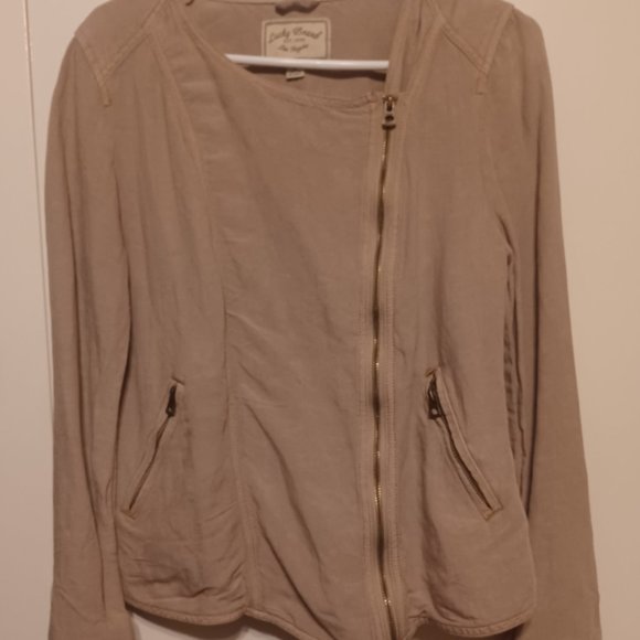 NWT Lucky Brand Soft Linen Jacket, Asymmetrical Zip Front - Picture 5 of 10